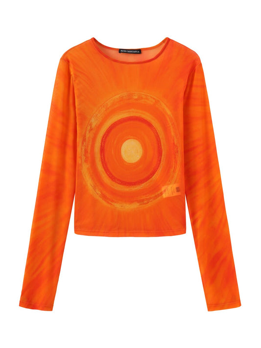 An orange galaxy top.