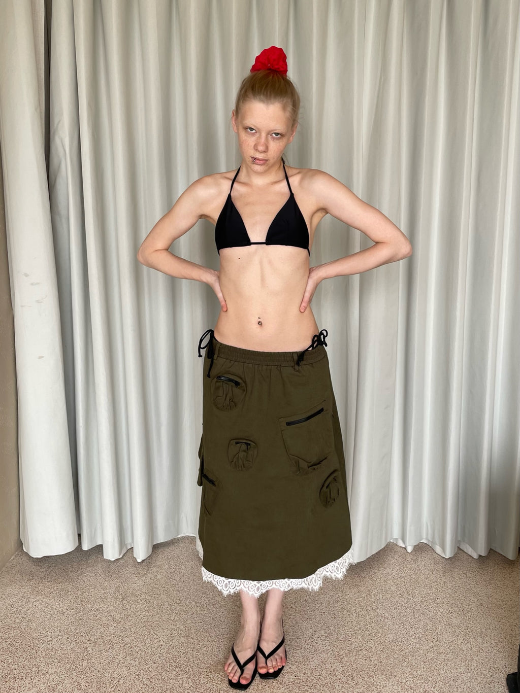 Moss Green Cargo Skirt