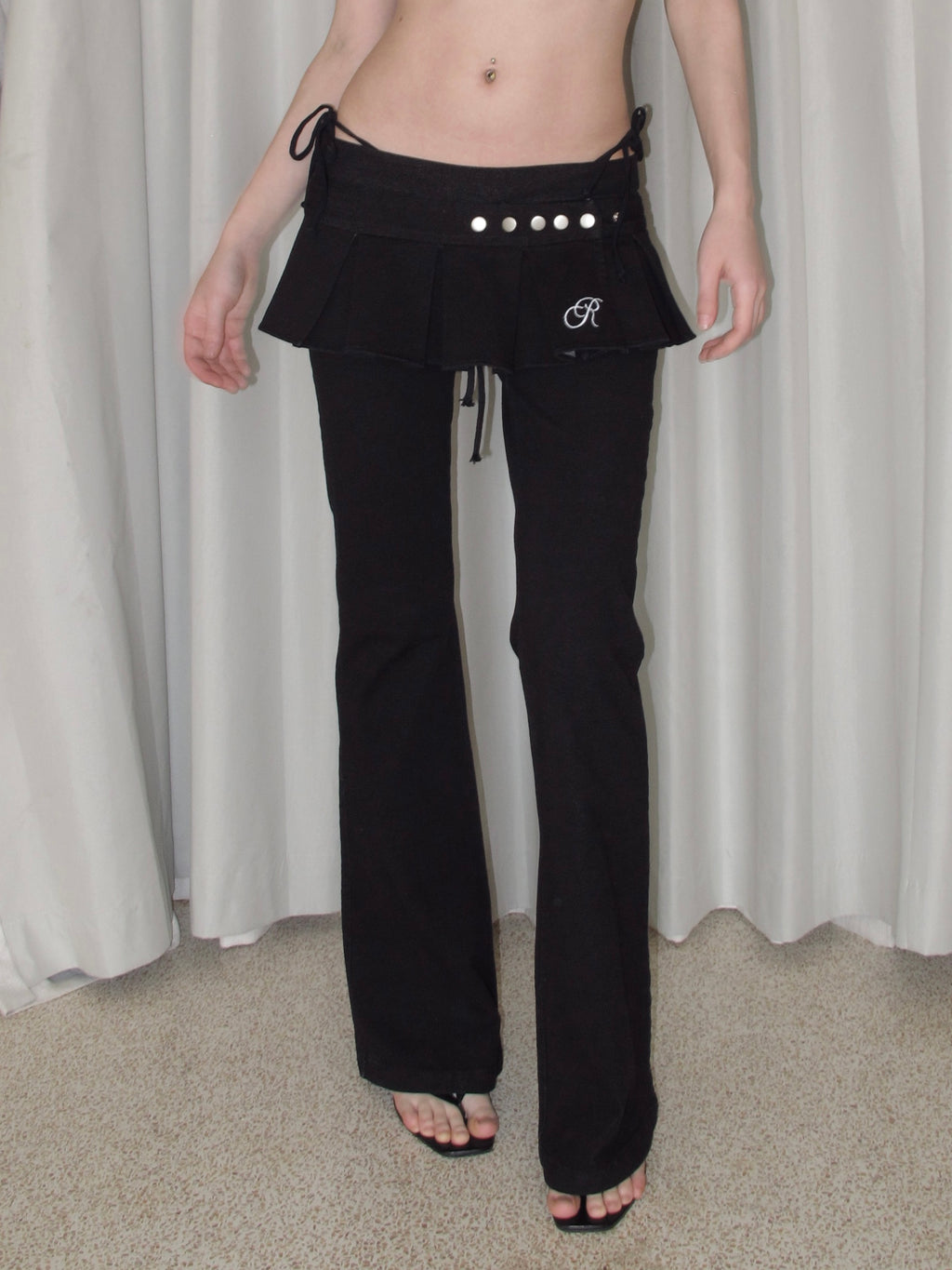 Fitted Denim Flared Athletic Pants