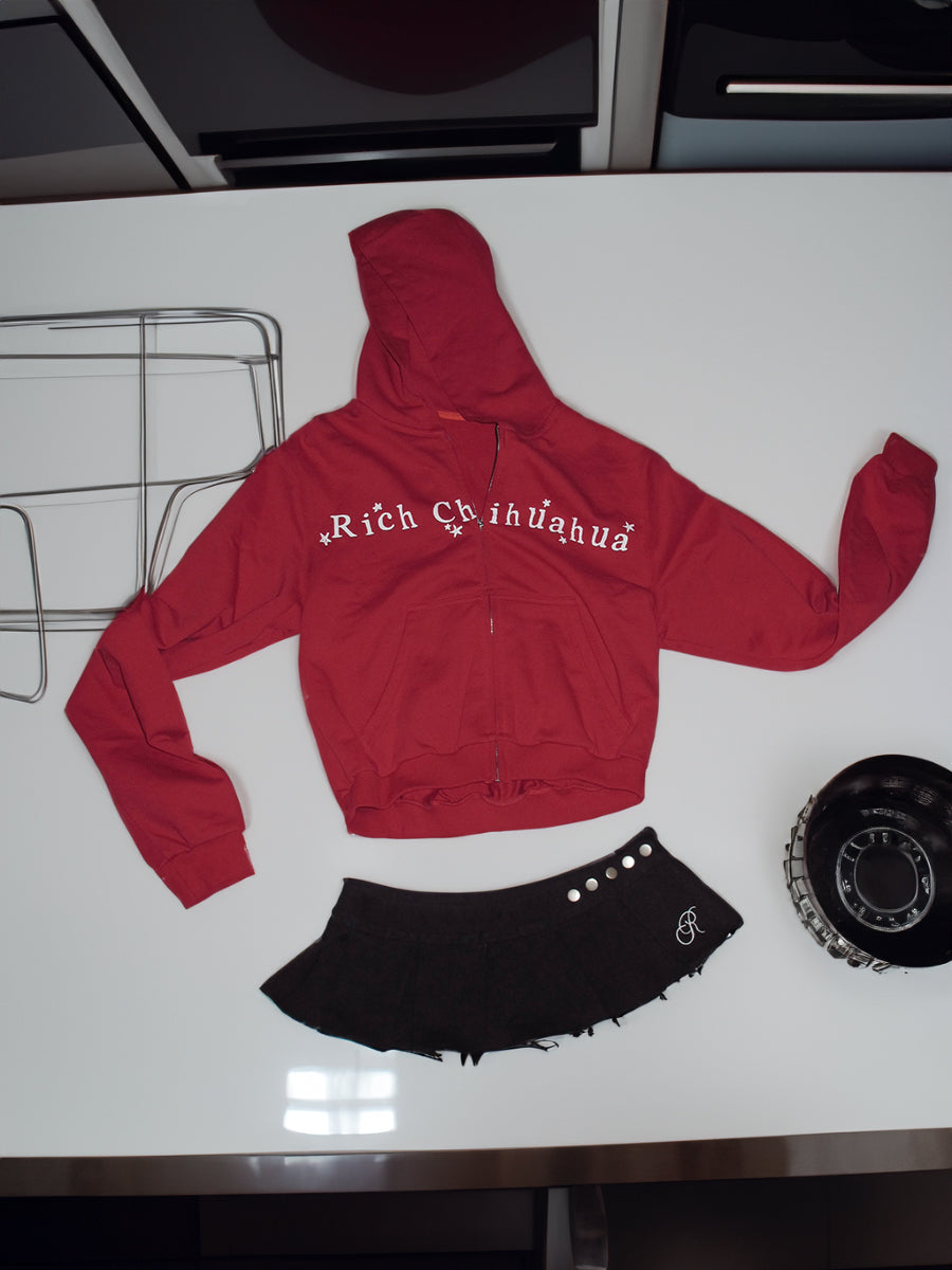 Red star Logo Cropped Hoodie
