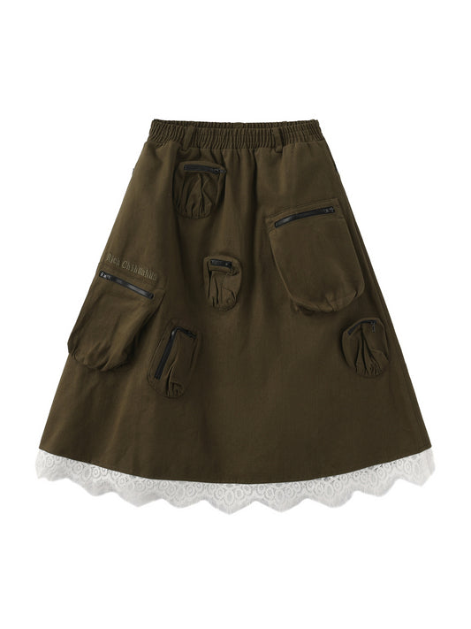 Moss Green Cargo Skirt