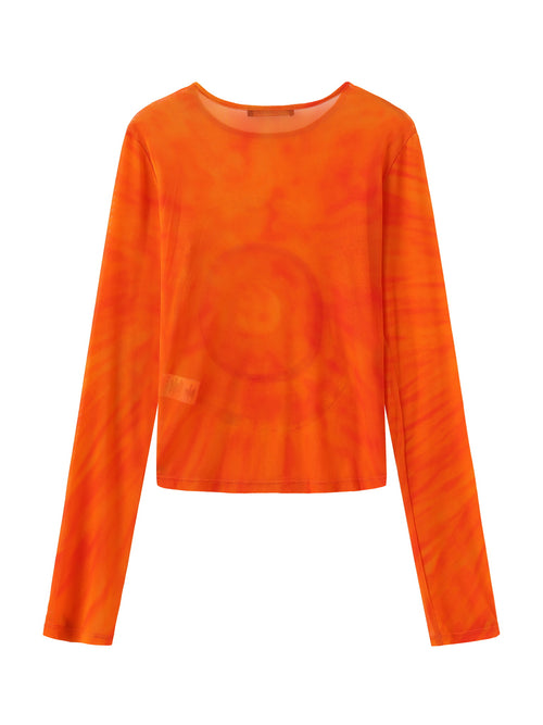 An orange galaxy top.